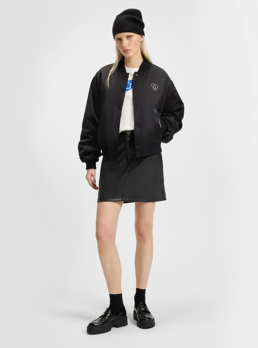 HUGO Mini Skirt In Faux Leather Rihale-1_B - Black