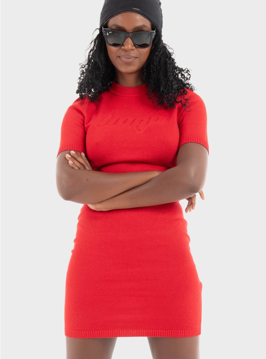 HUGO Slim Fit Knitted Dress Sbloggy_B - Red
