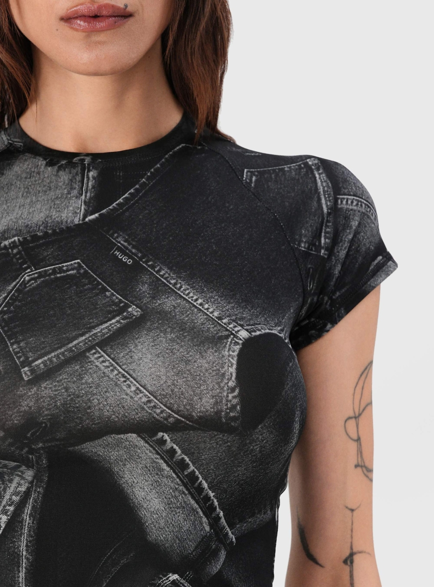 HUGO Slim Fit Top Dosara_B - Black