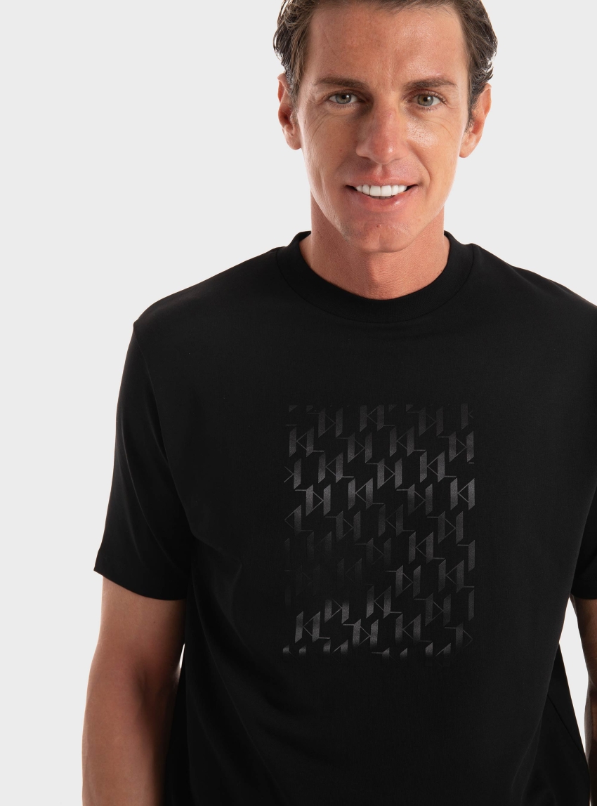 Karl Lagerfeld Tonal KL Monogram T-Shirt - Black