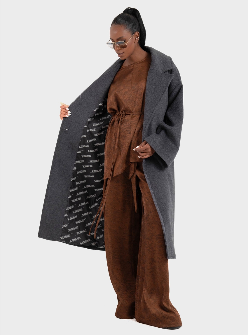 Black & Black  Coat - Grey