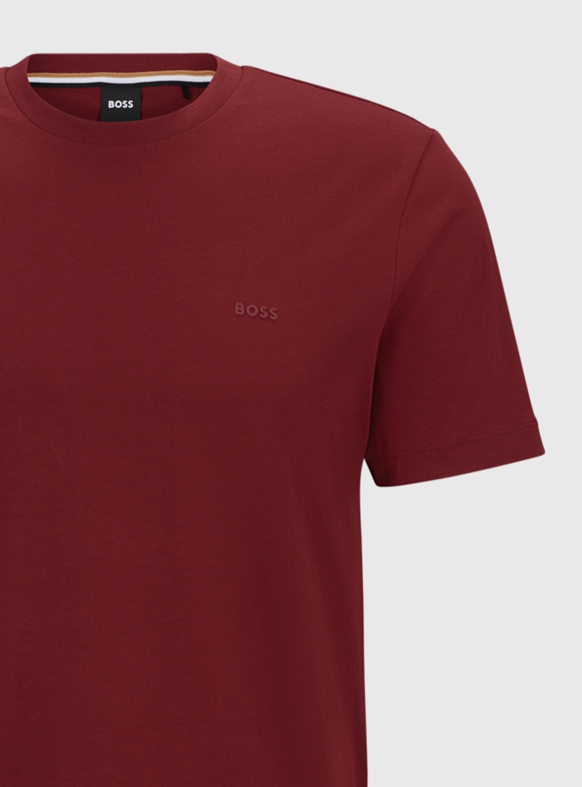 BOSS Regular Fit Logo Detail T-Shirt Thompson 01 - Bordeaux