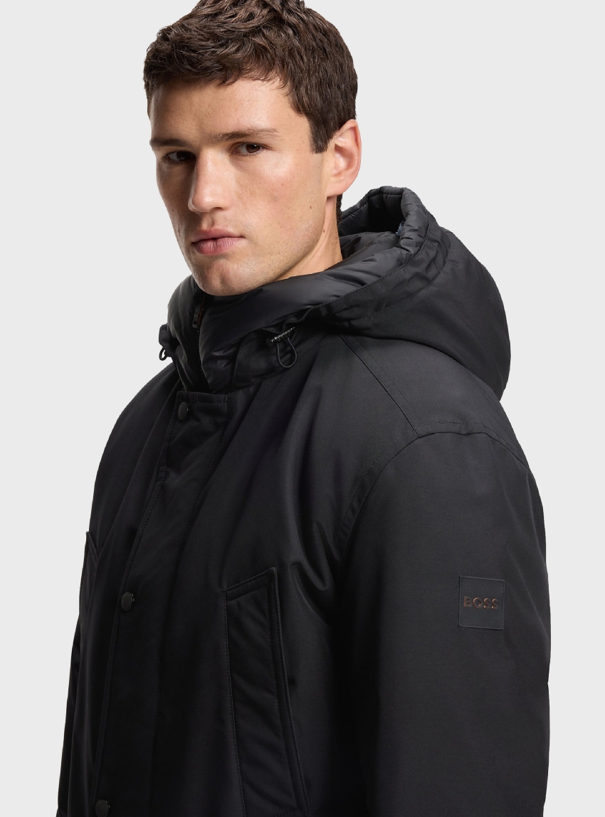 BOSS Water-Repellent Jacket With Contrasting Trims Osiass1 - Black
