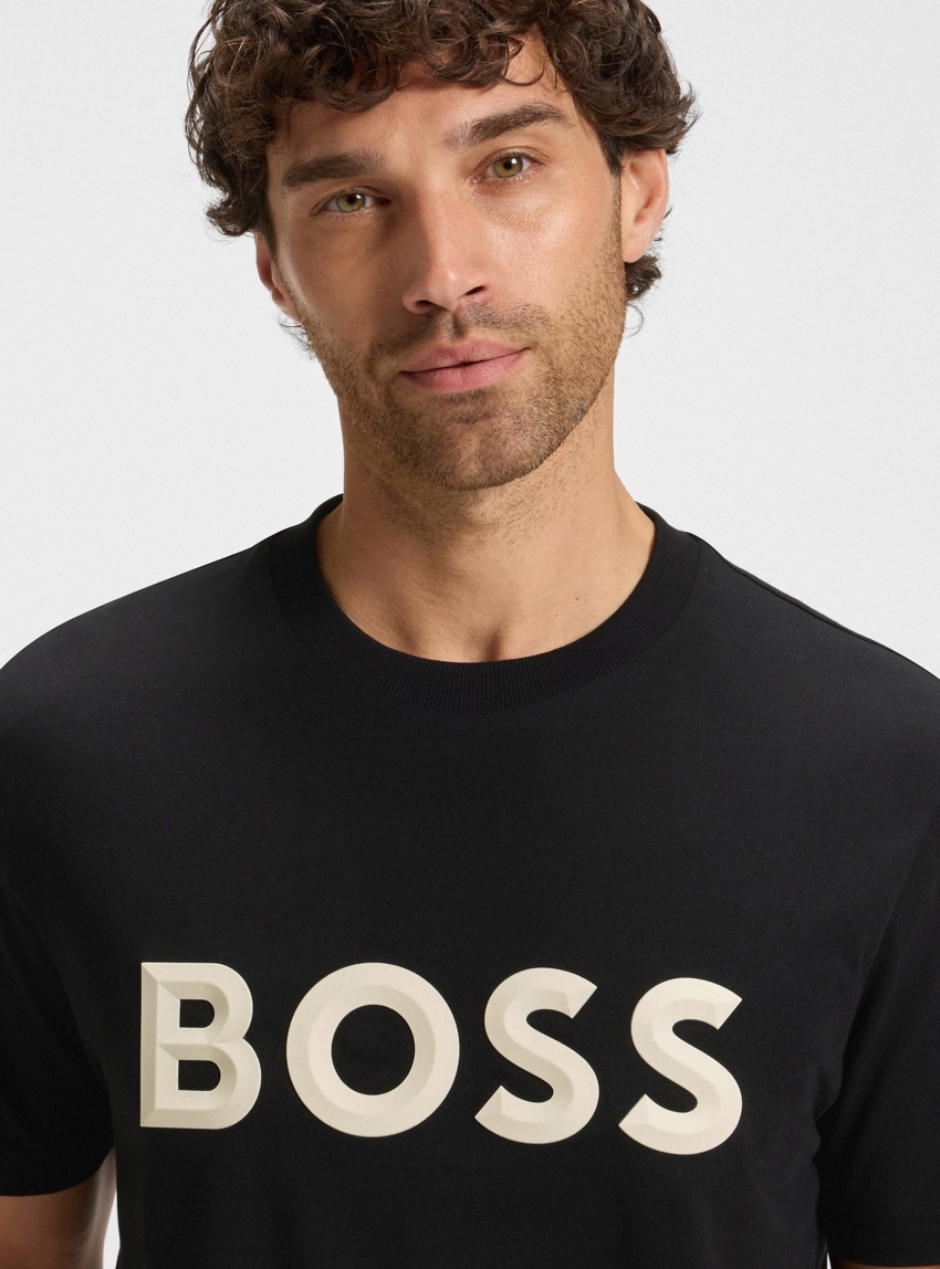 BOSS Regular Fit Logo T-Shirt Tee Iconic Zone - Black