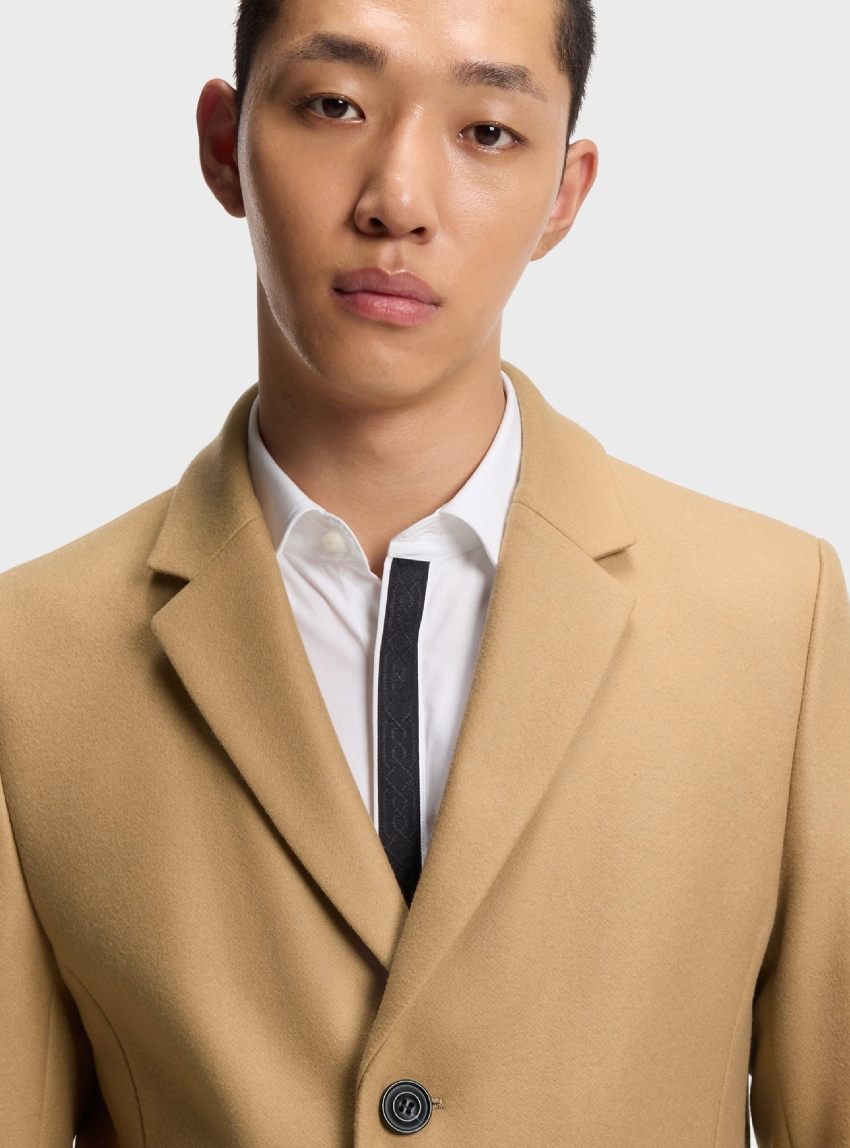 HUGO Slim-Fit Coat In A Wool Blend With Cashmere Migor2541 - Beige