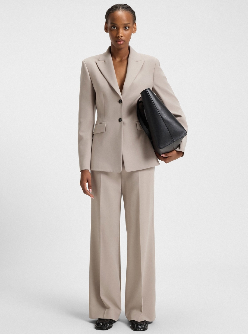 HUGO Regular-Fit Waisted Blazer In Stretch Fabric Asmalla - Beige