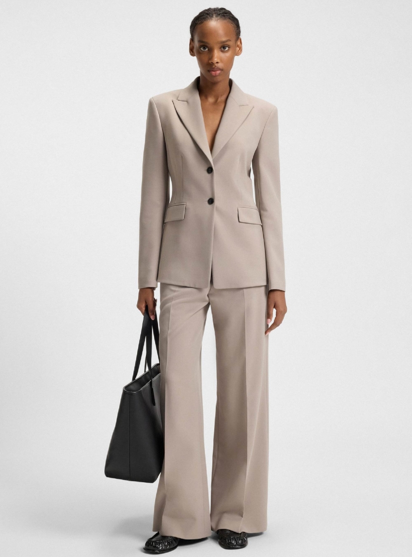 HUGO Regular-Fit Trousers With Wide Leg Hasmina - Beige