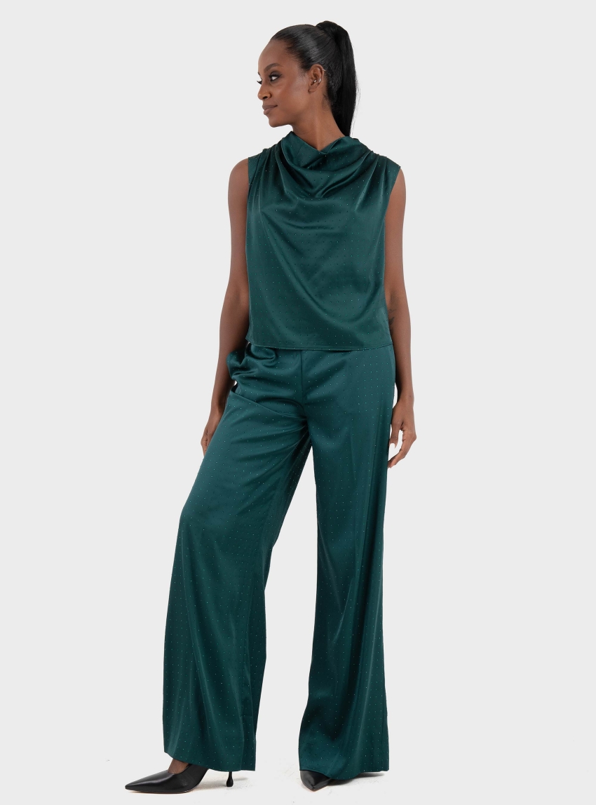 HUGO Relaxed Wide Leg Trousers Hasela-1 - Dark Green