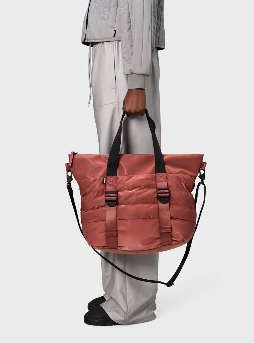 Rains Puffer Mix Tote Bag Mini - Terracotta
