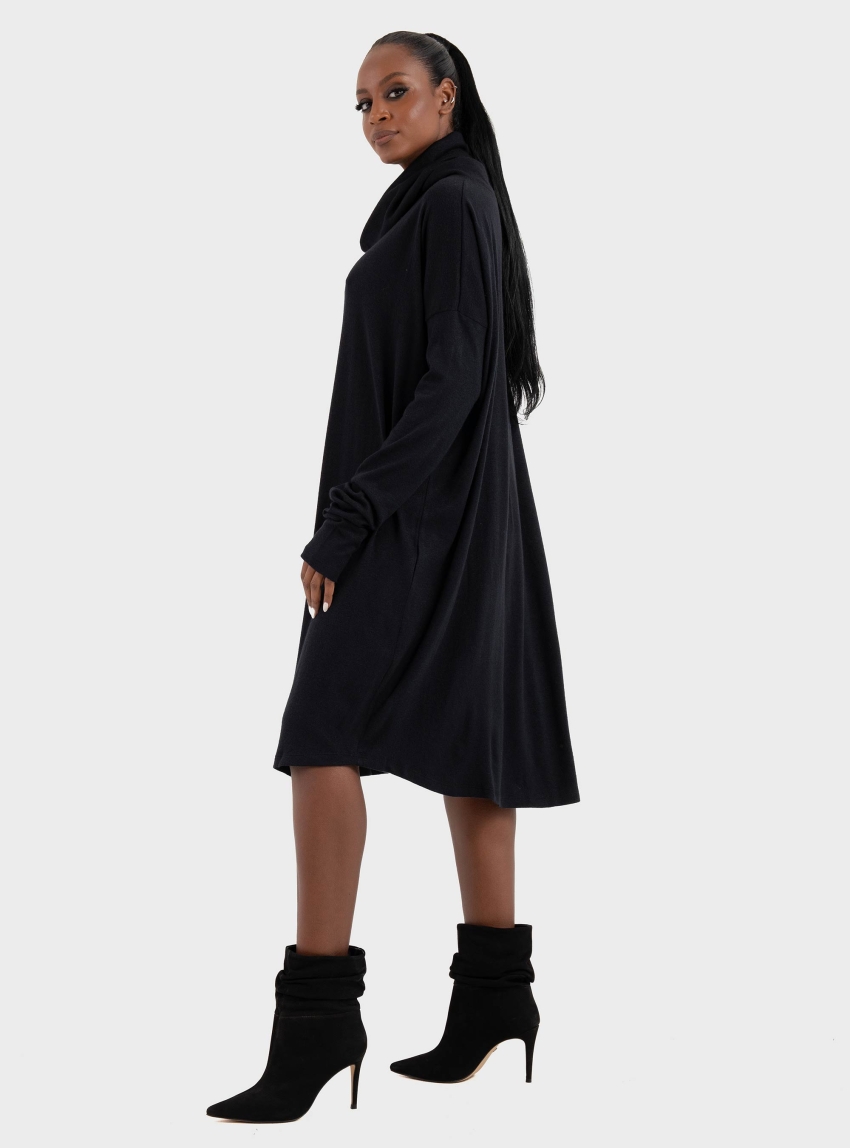 Ioanna Kourbela 'Innermost' Longsleeve Dress With High Collar - Black
