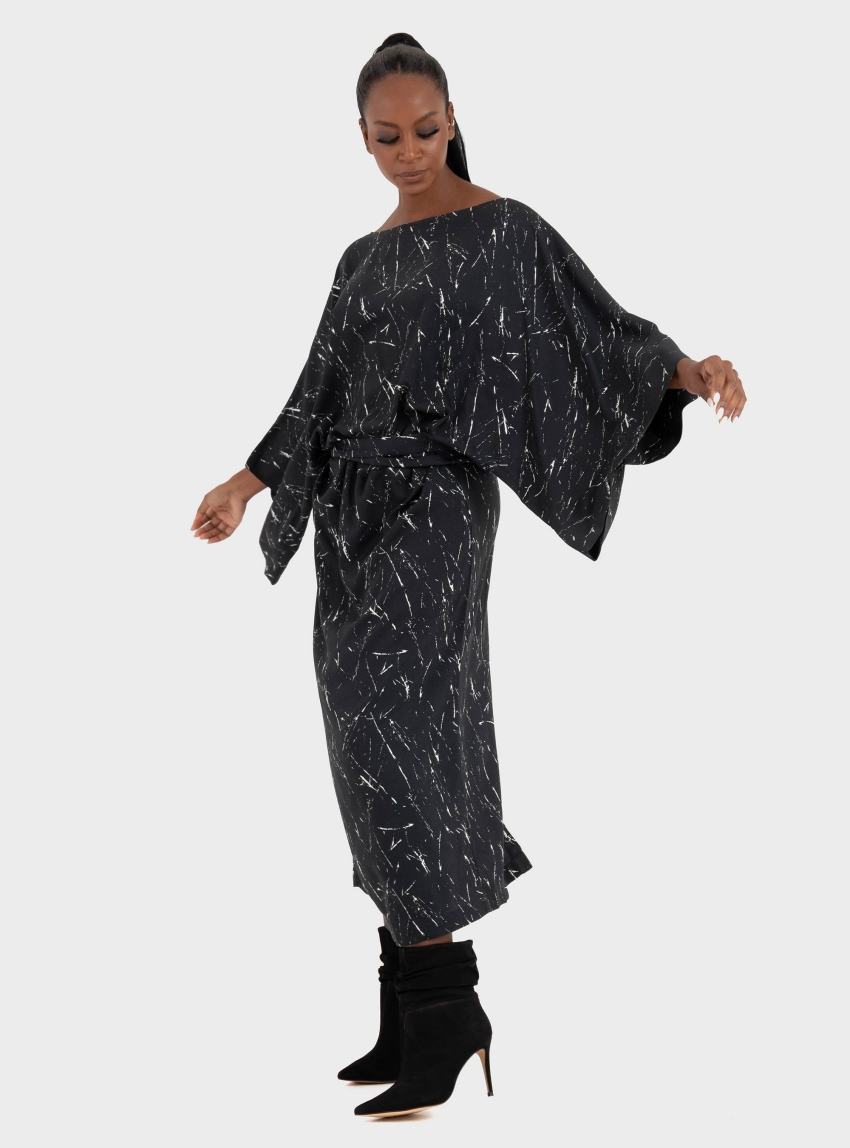 Ioanna Kourbela 'Expressivity' Long Dress With Waist Tie - Black