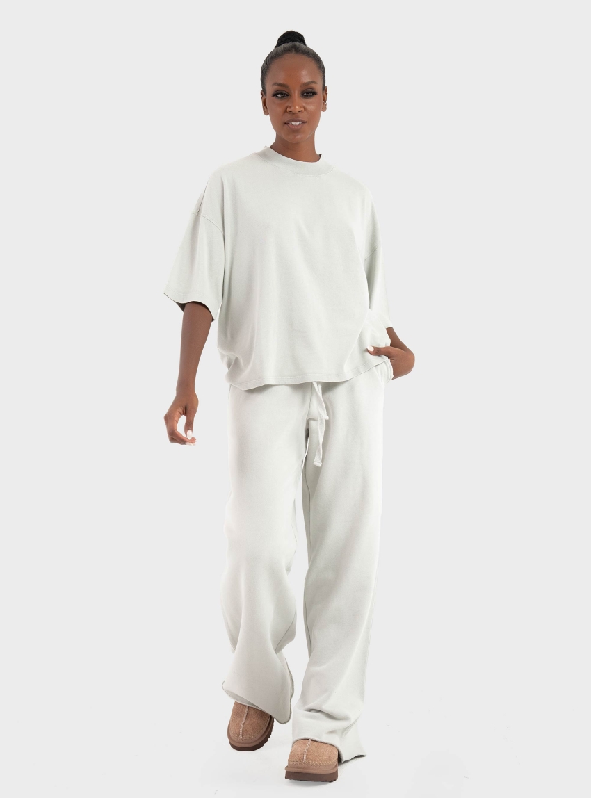 Dirty Laundry Oversized Mock-Neck T-Shirt - Beige