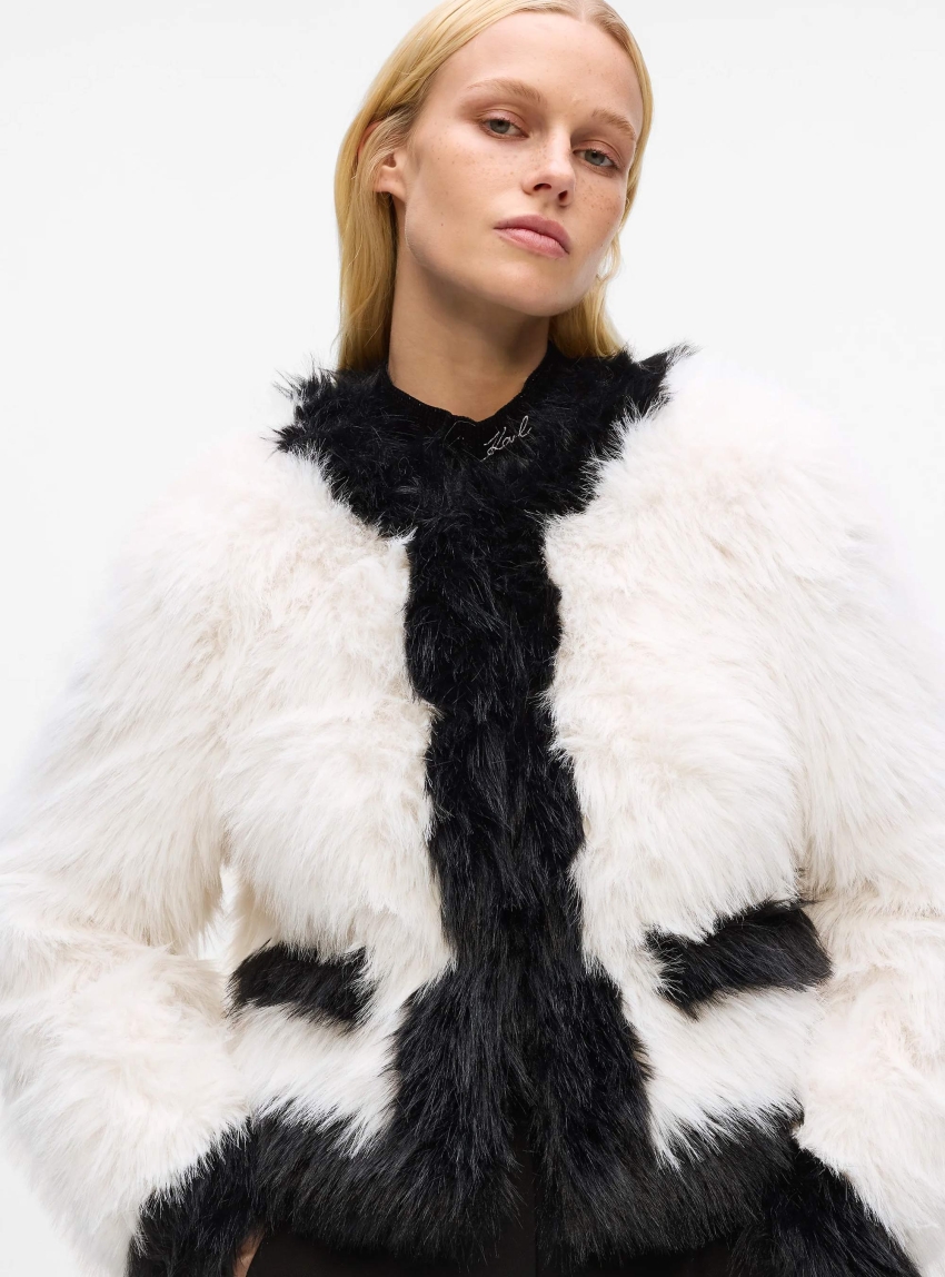 Karl Lagerfeld Faux Fur Jacket - White