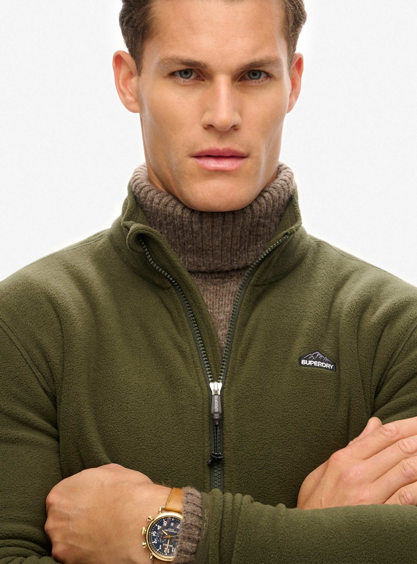 Superdry Polar Fleece Full Zip - Dark Olive Green