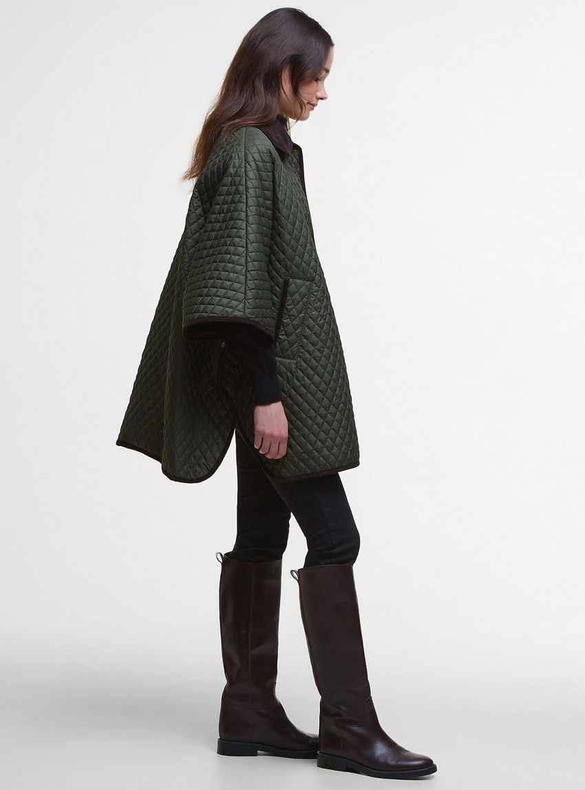 Barbour Oakham Quilted Cape - Olive 
