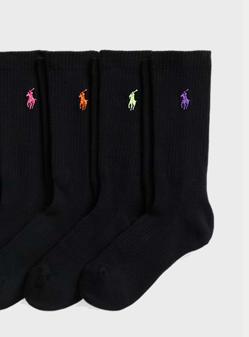 Polo Ralph Lauren Embroidered Pony Crew Sock 6-Pack - Black