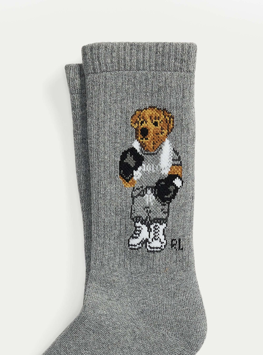 Polo Ralph Lauren Polo Bear Cotton-Blend Crew Socks - Grey Melange