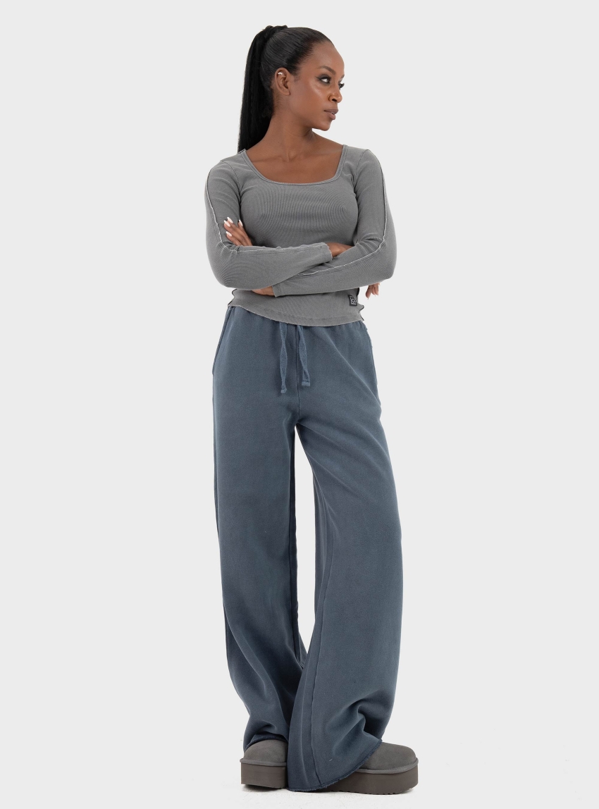 Dirty Laundry Scoopneck Rib Longsleeve - Grey