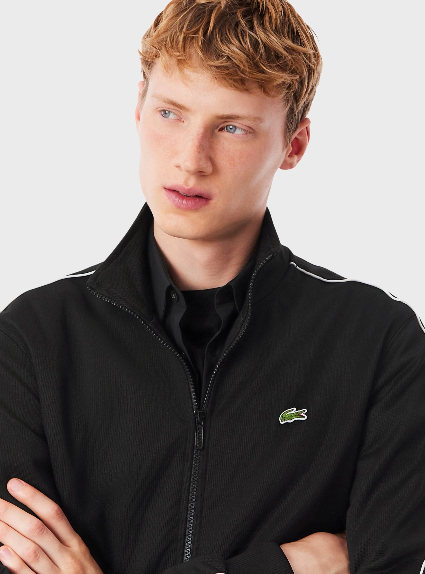 Lacoste Paris Pique Zip Front Track Jacket - Black