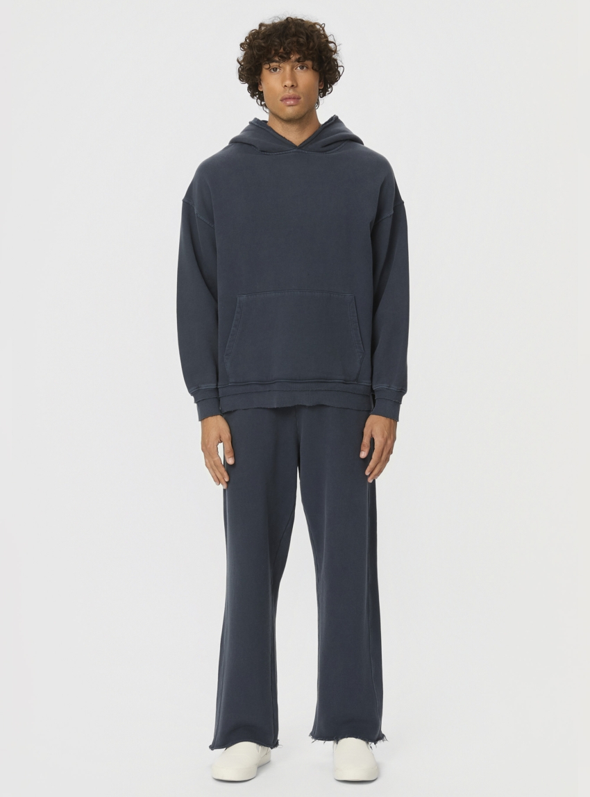 Dirty Laundry Relaxed Hoodie With Rib Details - Blue