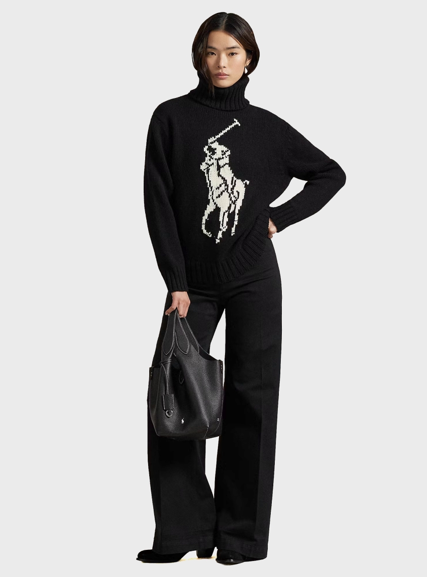 Polo Ralph Lauren Big Pony Wool Rollneck Jumper - Black