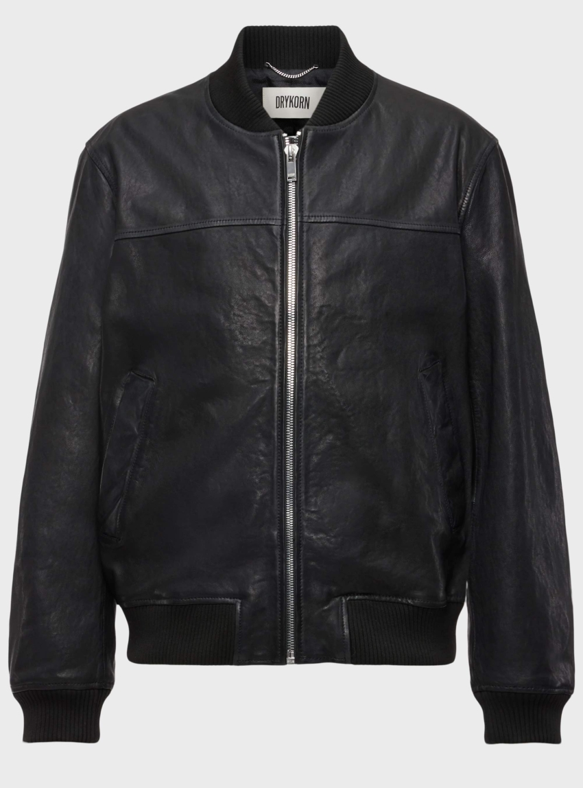 Drykorn Nokano Washed Leather Jacket - Black