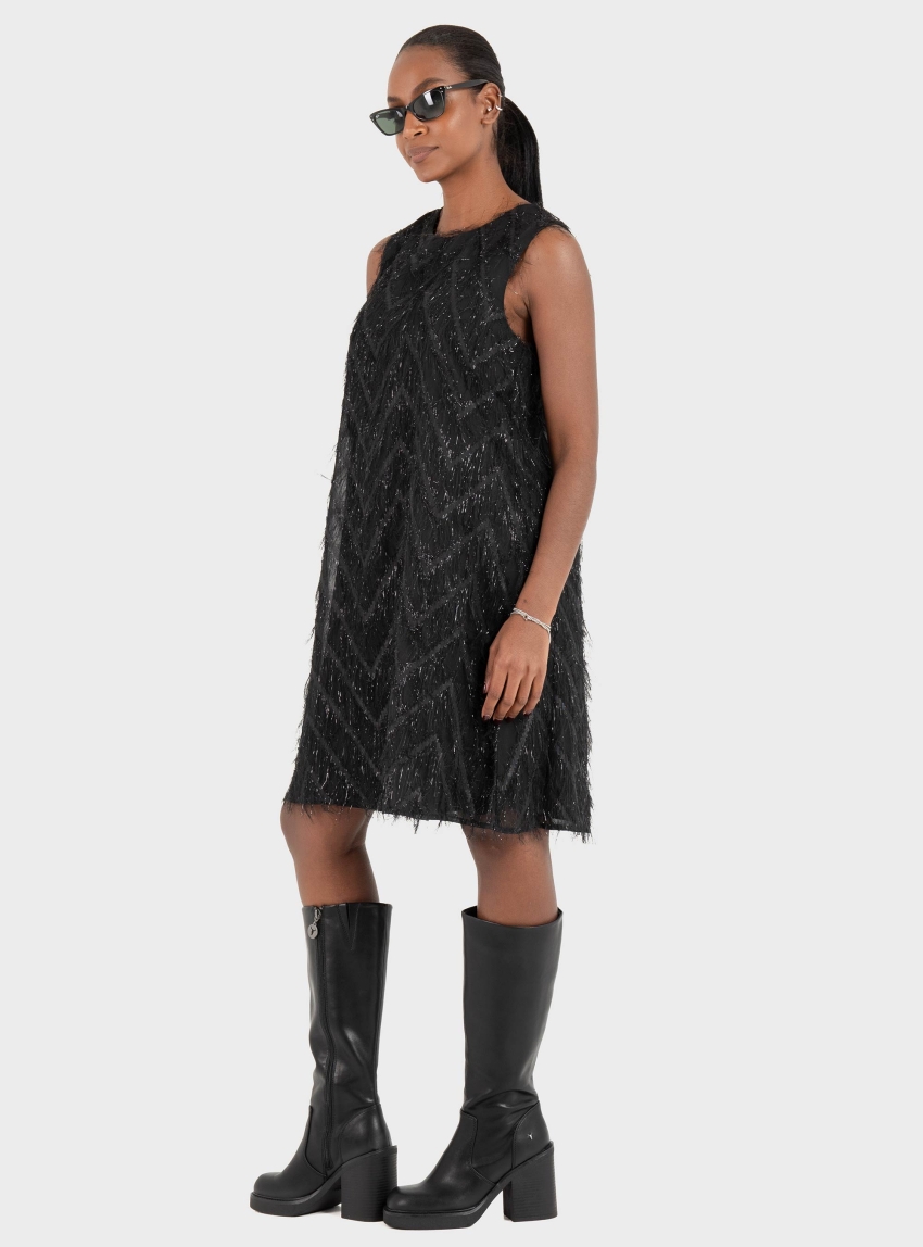 Only Faye Feather Dress - Black