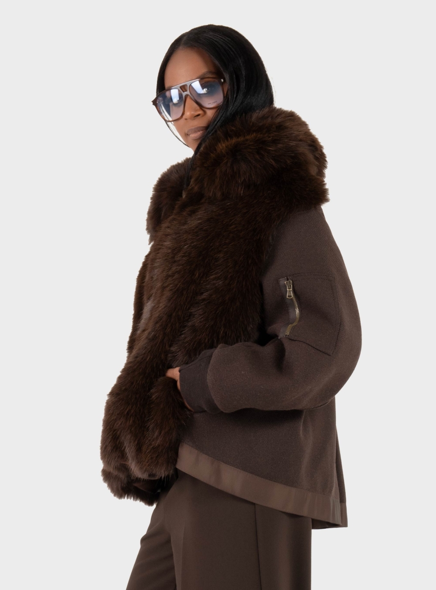 Souvenir Faux Fur Front Jacket - Brown