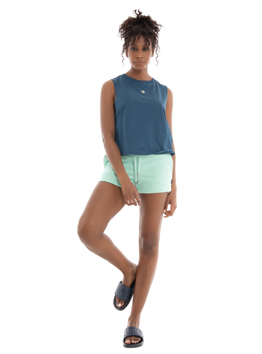 Superdry Vintage Logo Embroidered Jersey Shorts - Mint