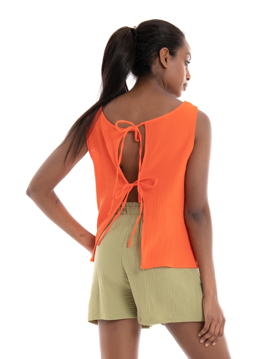 Vero Moda Natali Open Back Top - Coral