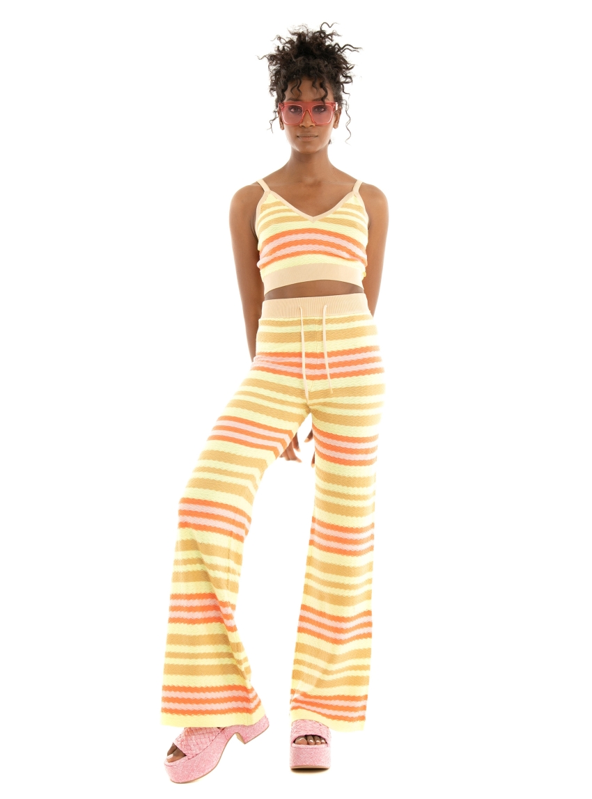 Scotch & Soda High Rise Knitted Flare Trousers - Multi Colors