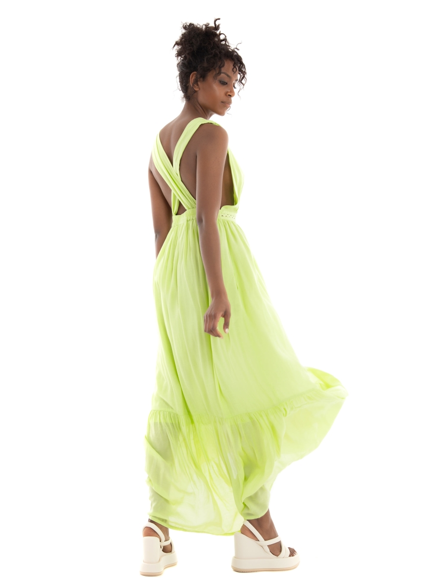 Scotch & Soda Maxi Open Back Dress - Lime