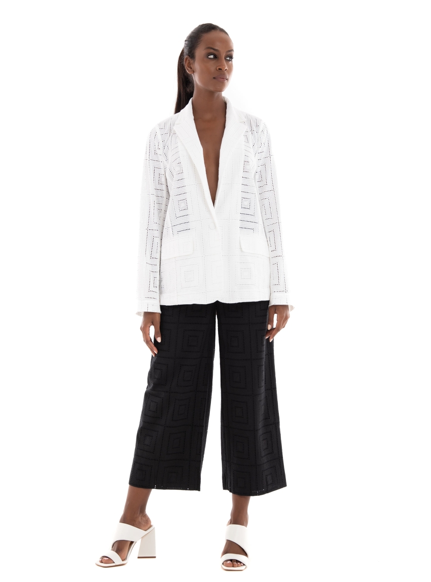 Karl Lagerfeld Broderie Anglaise Blazer - White