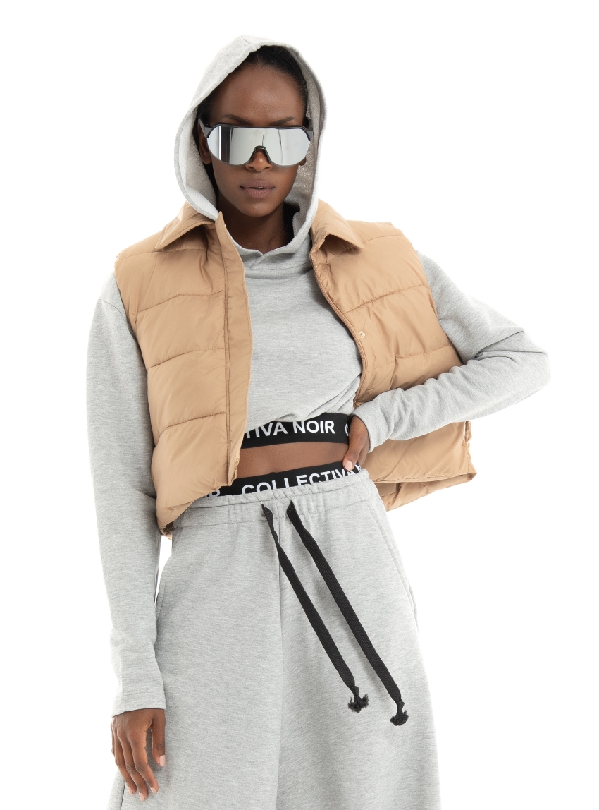 JJXX Ellinor Recycle Padded Vest - Camel