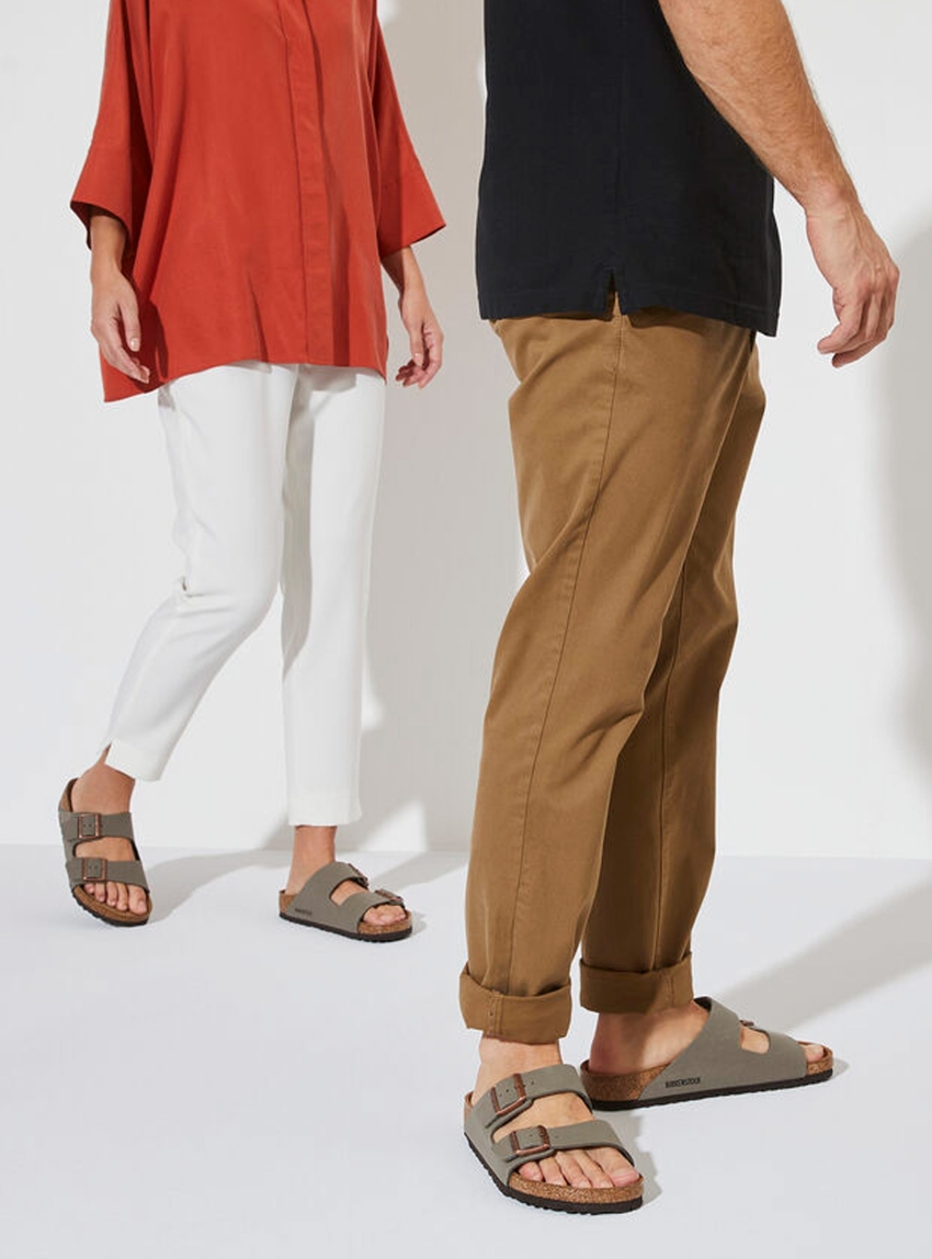 Birkenstock Classic Arizona Birko-Flor Nubuck Narrow Fit Sandals - Grey