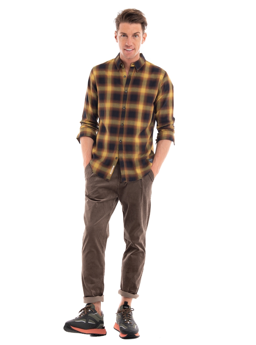 Scotch & Soda Slim Fit- Lightweight Herringbone Check Shirt - Black