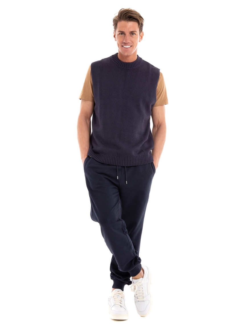 Dstrezzed Spencer 1X1 Rib Knitted Vest - Dark Blue