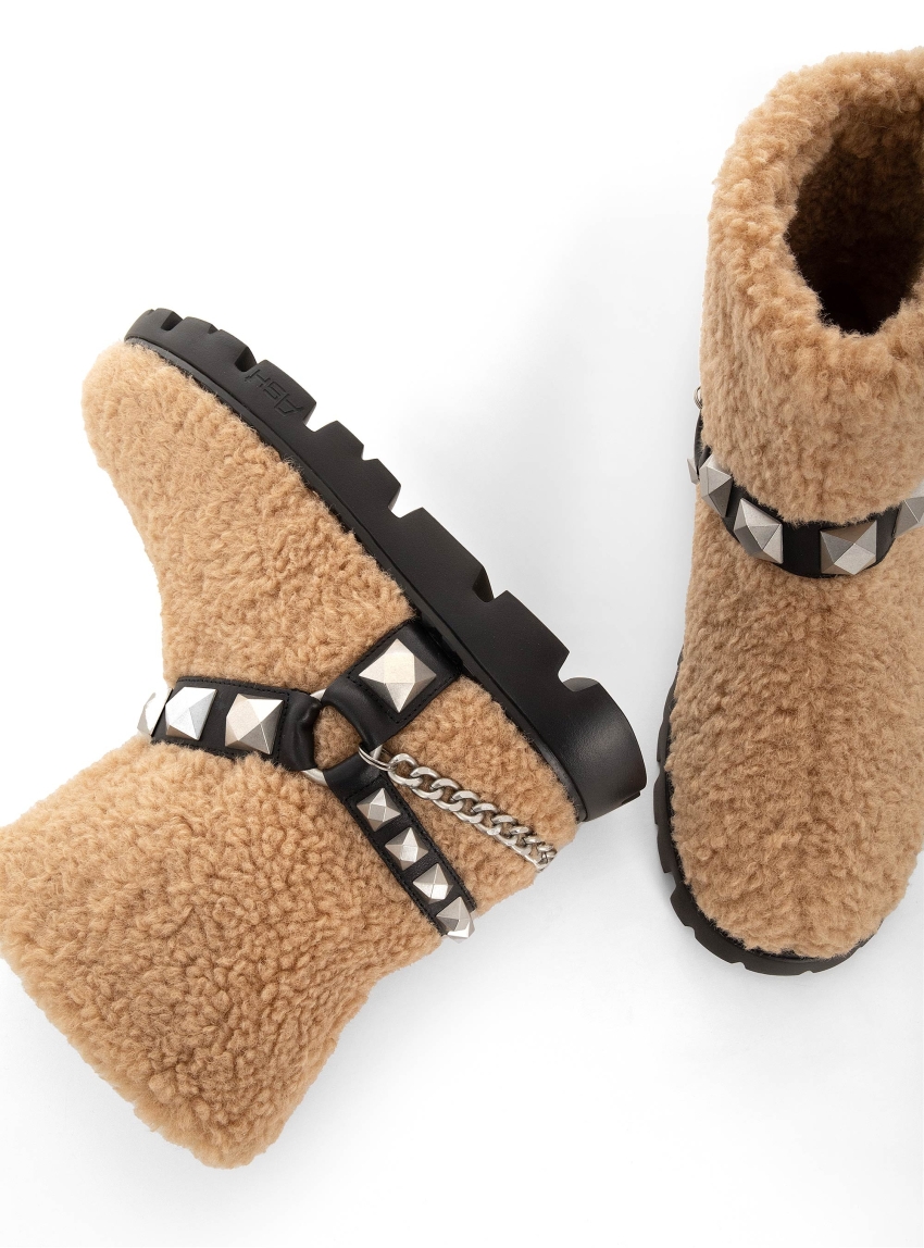 Ash Jagger Sherpa Ankle Boots - Beige