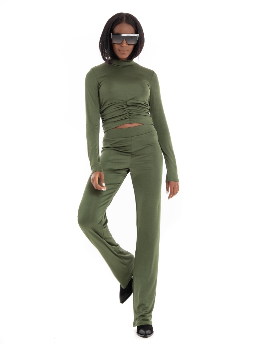 JJXX Ina Long Sleeve Stretch Top - Pine Green