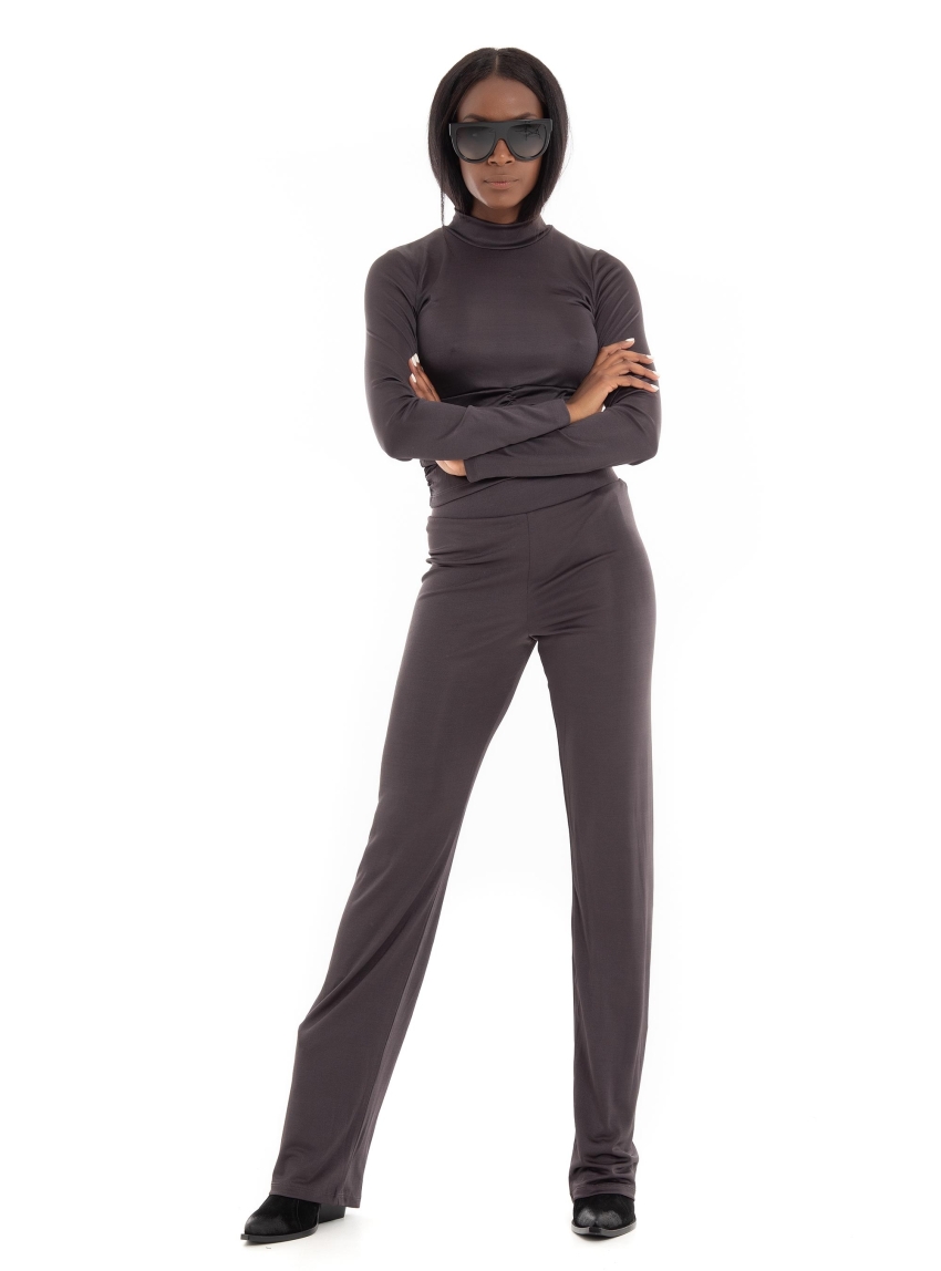 JJXX Ina Long Sleeve Stretch Top - Dark Brown
