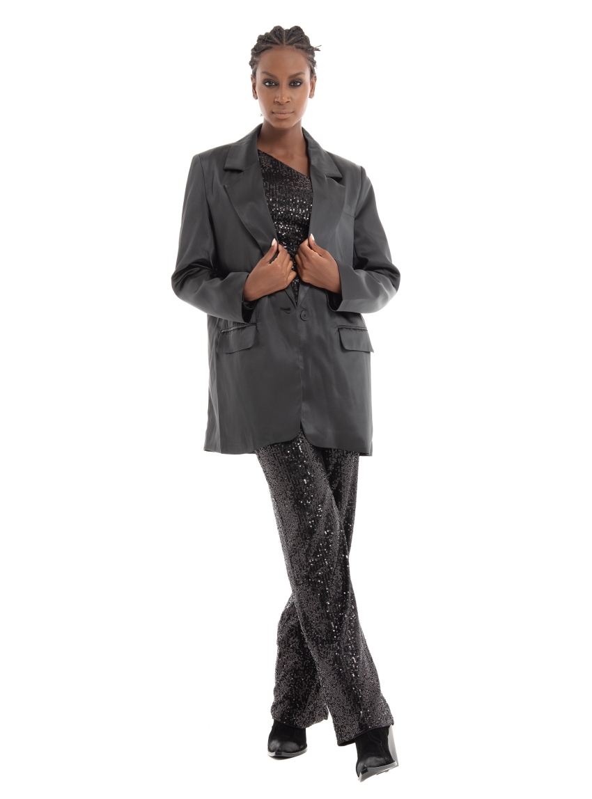 Only Lana-Mayra Oversized Satin Blazer - Black