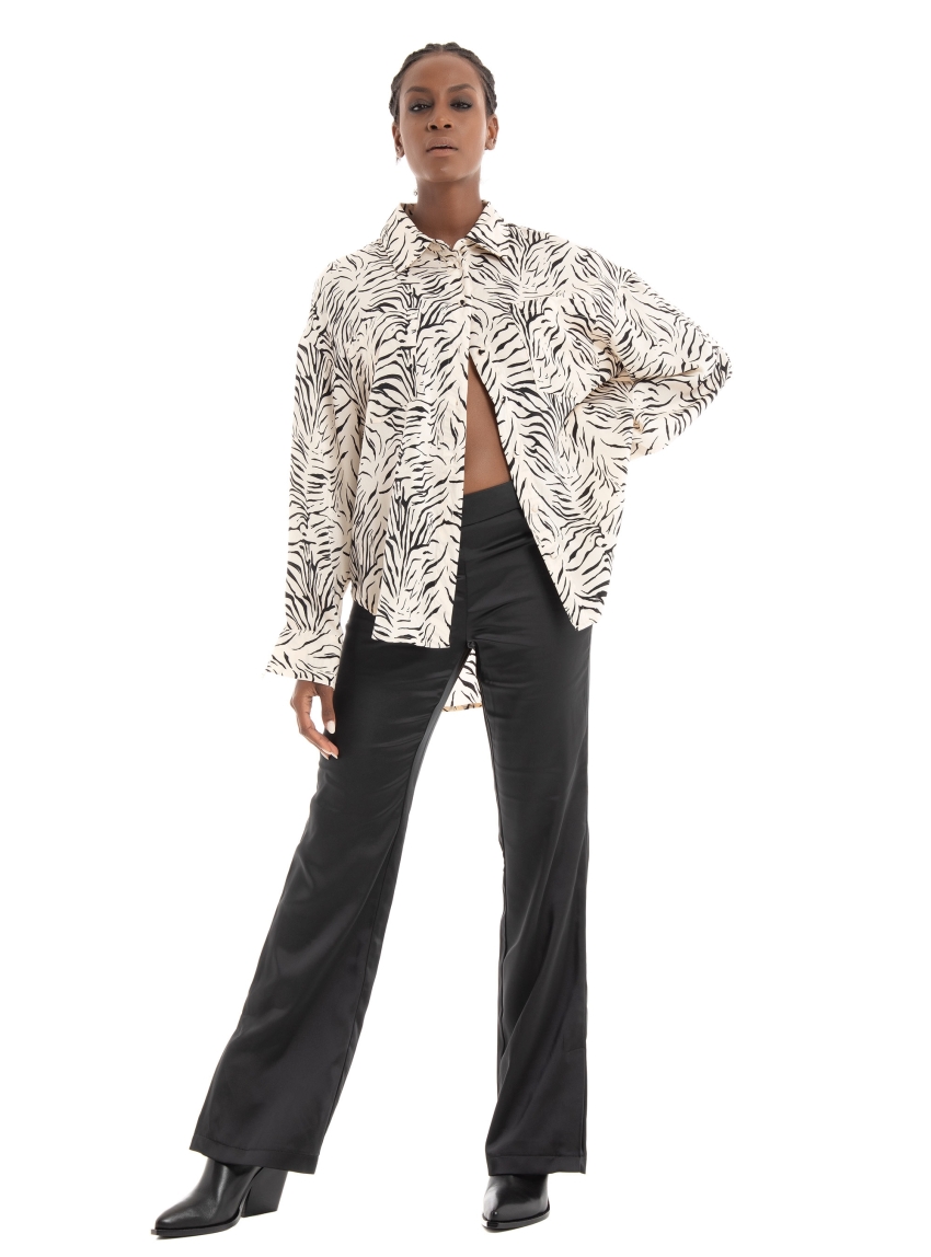 Only Paige-Mayra Mw Flared Slit Pants - Black