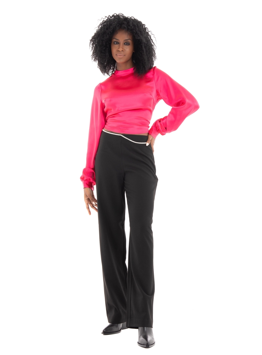 Only Tera Highwaist Simili-Chain Pants - Black