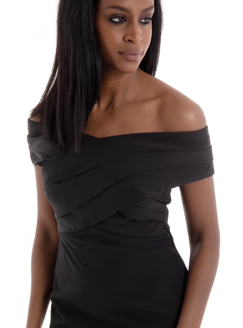 LAUREN Ralph Lauren Crepe Off-the-Shoulder Cocktail Dress - Black