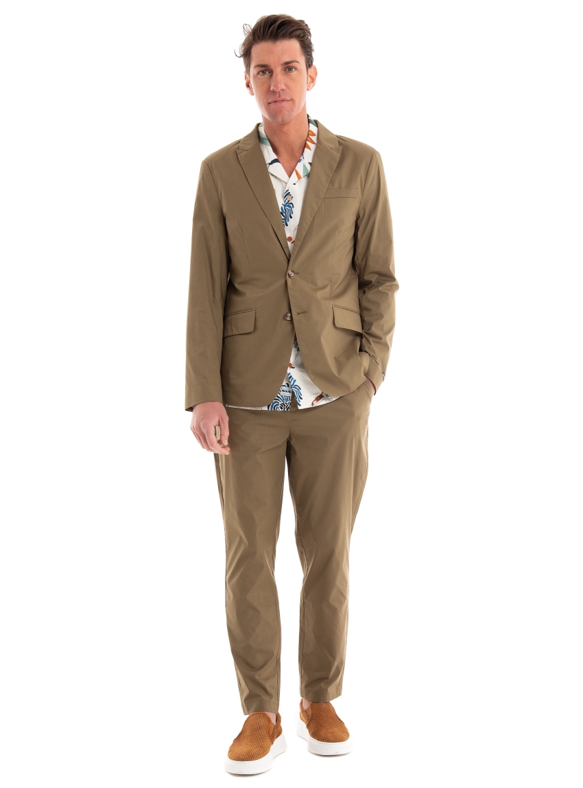 Scotch & Soda Unconstructed Lightweight Poplin 2-Button Blazer - Khaki