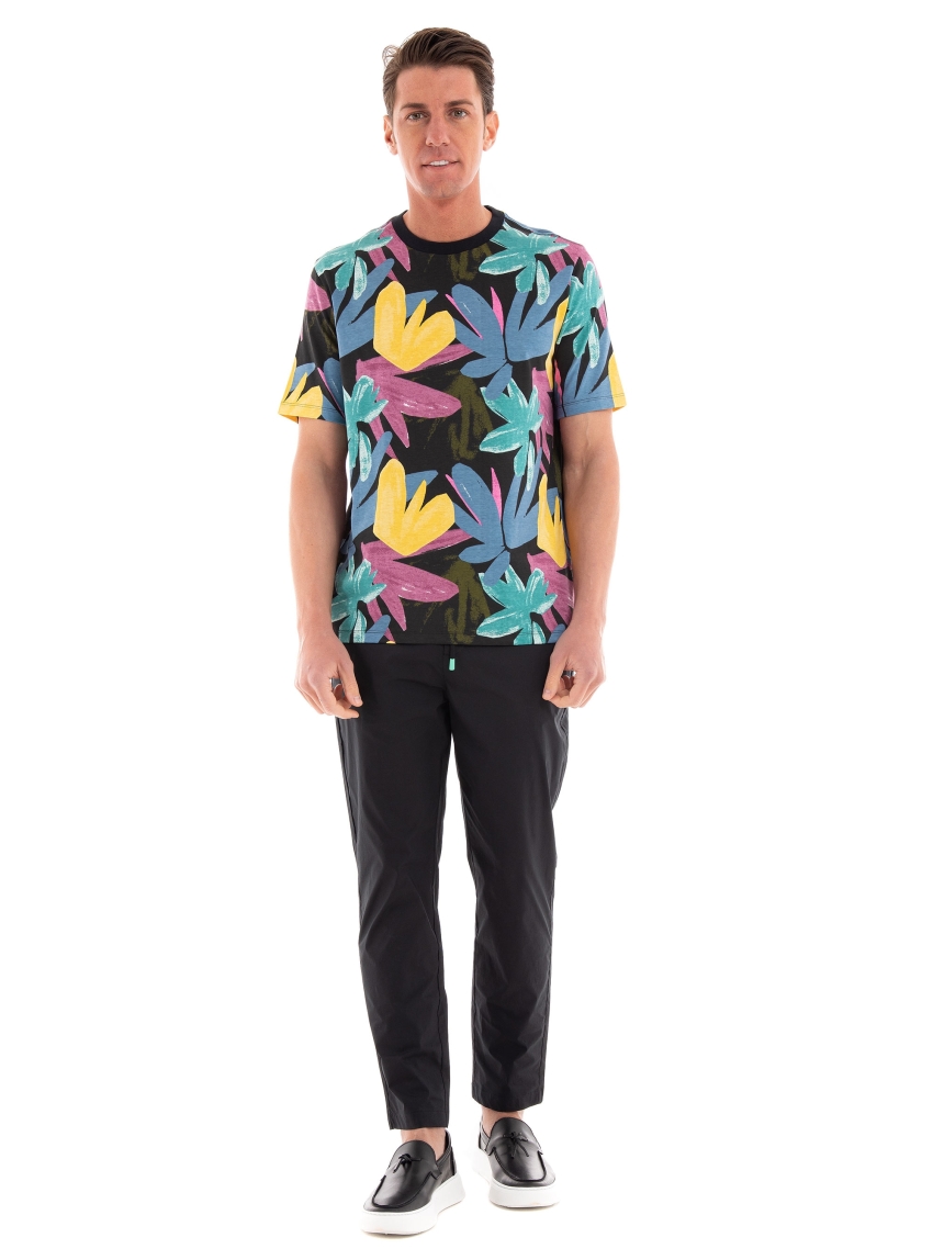 Scotch & Soda Printed Regular Fit T-Shirt In Organic Cotton - Blue