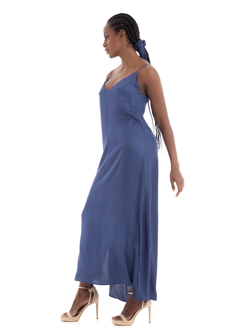 Ioanna Kourbela "Aitherial Drepary'' Slip Dress - Navy