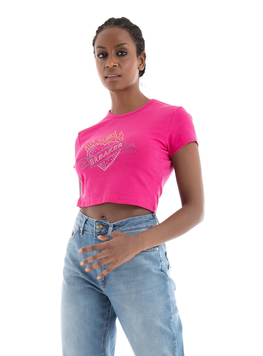 Only Clara Rhinestone Box Top - Magenta