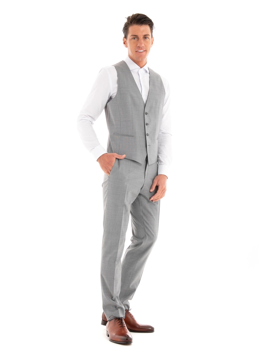 BOSS Slim Fit Waistcoat H-Huge-Vest-MM-224 - Light Grey