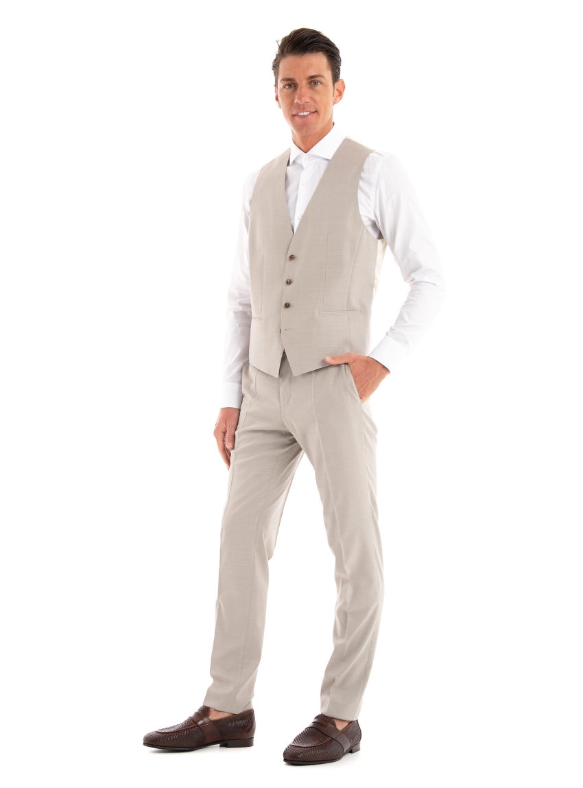 BOSS Slim Fit Waistcoat H-Huge-Vest-MM-224 - Light Beige